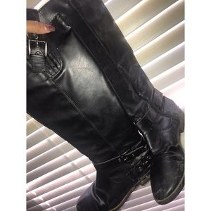 🌟 Black/Leather High Knee Boots